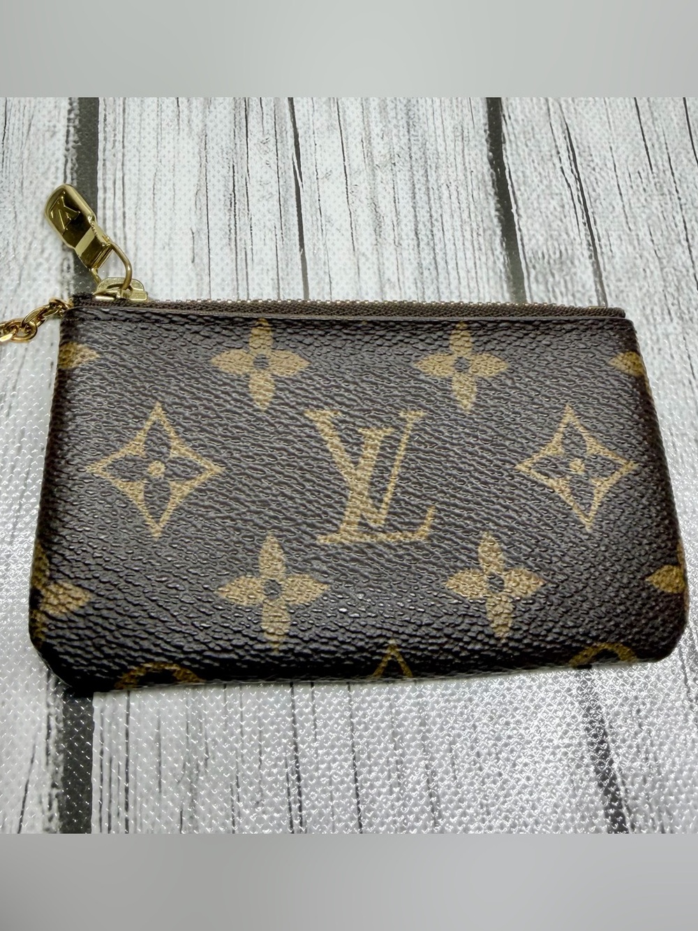 PRE LOVED Louis Vuitton Pochette Cles Coin Pouch in Monogram Coated Canvas